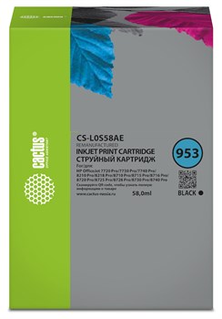 Струйный картридж Cactus CS-L0S58AE (HP 953) черный для HP OJ 7720 Pro, 7730, 7740, 8210 (58 мл) - фото 19964