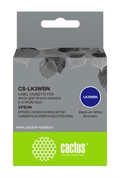 Картридж ленточный Cactus CS-LK3WBN черный для Epson LW300, LW400, LW700, LW600P, LW1000P, K400, Z700, Z900 - фото 20215