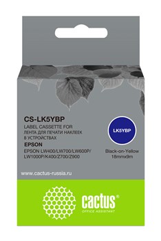 Картридж ленточный Cactus CS-LK5YBP черный для Epson LW400, LW700, LW600P, LW1000P, K400, Z700, Z900 - фото 20227
