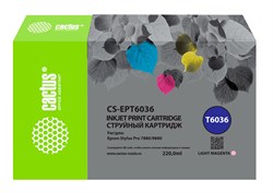 Струйный картридж Cactus CS-EPT6036 (T6036) светло-пурпурный для Epson Stylus PRO 7880, 9880 (220 мл) - фото 20374