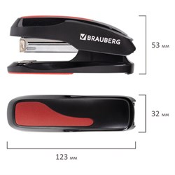 Степлер №24/6, 26/6 Brauberg "Extra", до 30 листов, черно-красный - фото 20547
