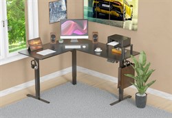 Стол для компьютера Cactus CS-EDXL-BBK угловой подъёмный столешница МДФ черный каркас черный 140х72х60см - фото 20702