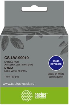 Этикетки Cactus CS-LW-99010 сег.:89x28мм черный белый 130шт/рул Dymo Label Writer 450/4XL - фото 20777