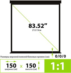 Экран Cactus Triscreen CS-PST-150x150 1:1 напольный черный (150x150 см.) - фото 21647
