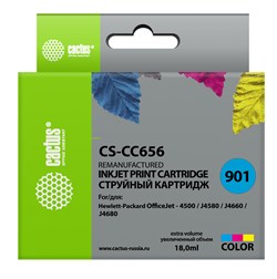 Струйный картридж Cactus CS-CC656 (HP 901) цветной для HP OfficeJet 4500 series, G540a, G540g, G540n, J4524, J4535, J4580, J4624, J4660, J4680 (18 мл) - фото 21669