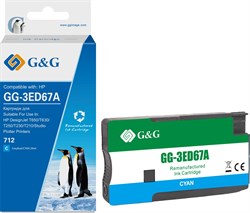 Струйный картридж G&G GG-3ED67A (HP 712) голубой для HP DesignJet T650, T630, T250, T230, T210, Studio Plotter Printers (29 мл) - фото 21761