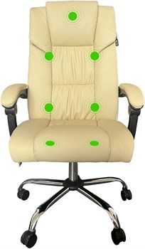Кресло Cactus с вибромассажем CS-CHR-OC04M-WT слоновая кость эко.кожа с подголов. крестов. - фото 22164