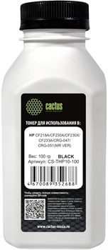 Тонер Cactus CS-THP10-100 черный флакон для принтера HP CF218A, CF230A, CF230X, CF233A, CRG-047, CRG-051( MR VER)  (500 гр.) - фото 24685