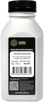 Тонер Cactus CS-TKY-100 черный флакон  для принтера Kyocera Universal TK-1170, 1130, 1140, 1150, 1160, 1170, 1200, 1120 ; FS-720, 1000, 1028, 1016, 1030, 1035, 1050, 1018, 1118, 1120, 1128, 1130, 1135, 1300, 1320, 1350, 1370, 2000, 3900, 4000, 2020, 2100, - фото 24704
