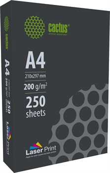 Бумага Cactus CS-LPA4200250 A4/200г/м2/250л./белый CIE170% для лазерной печати - фото 25250