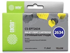 Струйный картридж Cactus CS-EPT2634 (26XL) желтый для принтеров Epson Expression Premium XP-600, XP-700, XP-710, XP-800, XP-820 (11,6 мл)