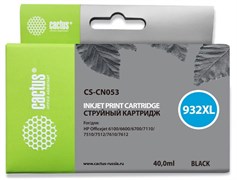 Струйный картридж Cactus CS-CN053 (HP 932XL) черный увеличенной емкости для HP OfficeJet 6100 (H611a), 6100 ePrinter, 6600 (H711a, H711g), 6700 (H711n), 6700 Premium e-AiO, 7110 WF ePrinter, 7110 (H812a), 7510 e-AiO, 7610 WF e-AiO (40 мл)