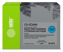Струйный картридж Cactus CS-CC640 (HP 121) черный для HP DeskJet D1663, D2500, D2563, D2663, D5563, F2423, F2483, F2493, F4213, F4275, F4280, F4283, F4583; ENVY 110; PhotoSmart C4683, C4783 (6 мл)