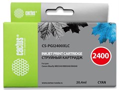 Струйный картридж Cactus CS-PGI2400XLC (PGI-2400XL C) голубой для Canon MAXIFY iB4040, iB4140, MB5040, MB5140, MB5340, MB5440 (20,4 мл)