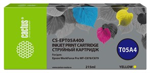 Струйный картридж Cactus CS-EPT05A400 (T05A4) желтый для Epson WorkForce Pro WF-C878, C879 (215 мл)