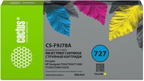 Струйный картридж Cactus CS-F9J78A (HP 727) желтый для HP DJ T920, T930, T1500, T1530, T2500, T2530 (300 мл)