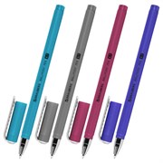 Ручка шариковая Brauberg soft touch sikc "METALLIC", синяя, мягкое покрытие, корпус ассорти, узел 0,7 мм