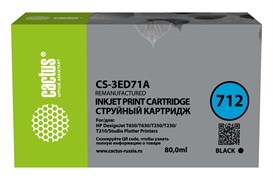 Струйный картридж Cactus CS-3ED71A (HP 712) черный для HP DesignJet T230, 630 (80 мл)