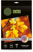 Фотобумага Cactus Prof CS-HGA526050 A5/260г/м2, 50л, белая глянцевая для струйной печати