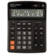 Калькулятор настольный Brauberg Extra-12-BK (206x155 мм), 12 разрядов, двойное питание, черный